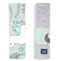 La Millou   -   BY MAJA BOHOSIEWICZ - ORGANIC JERSEY COLLECTION - SEATBELT COVER - UNICORN RAINBOW KNIGHT - VELVET DARK GREY