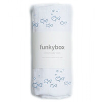 Funkybox  -  Pieluszka Bawełniana 70x70 Vintage Blue Fish