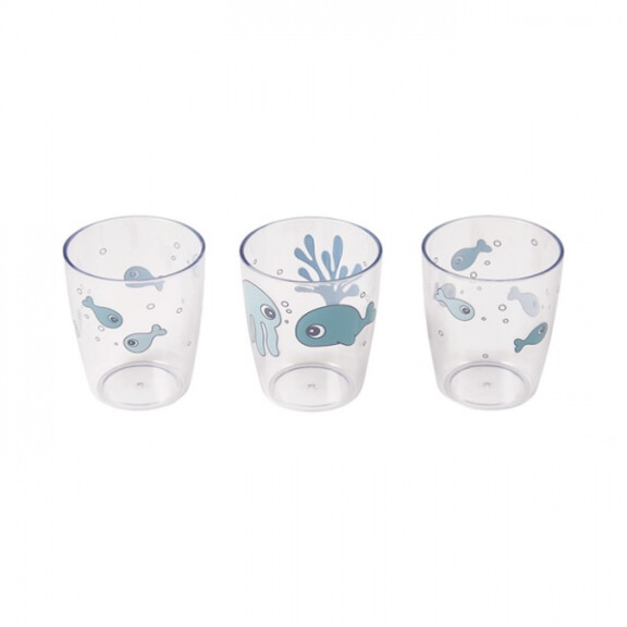 Done by Deer - Sea Kubki dla dzieci Mini Glass Blue