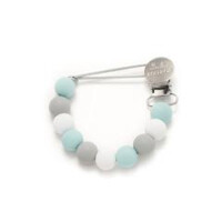 Loulou Lollipop  -  Drewniana Zawieszka do Gryzaka i Smoczka Baby Blue White Grey