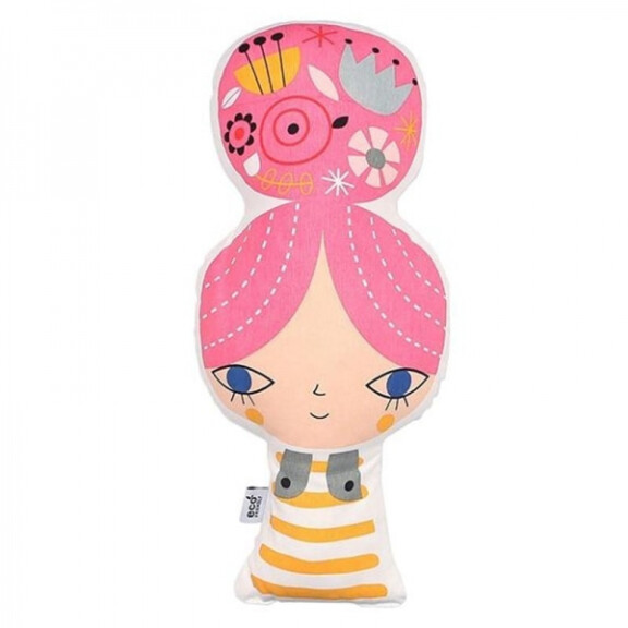 Petit Monkey - Petit Monkey - Poduszka z Bio Bawełny Dziewczynka z Kokiem 42 cm