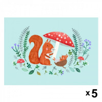Petit Monkey - Petit Monkey  -  5 Zaproszeń Urodzinowych Squirrel With Baby