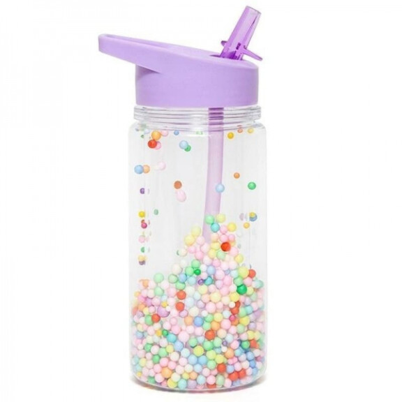 Petit Monkey - Petit Monkey  -  Bidon Transparentny ze Składanym Ustnikiem Macaron Pops Lilac