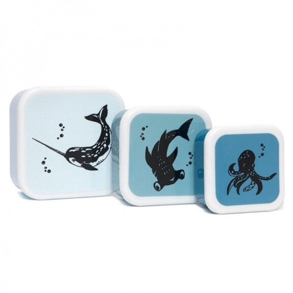 Petit Monkey - Petit Monkey  -  3 Śniadaniówki Lunchboxy Deep Blue