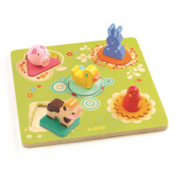 Djeco      -    Drewniane Puzzle Przestrzenne ZWIERZĄTKA DJ01030