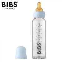 BIBS - Bibs Baby Glass Bottle Baby Blue Antykolkowa Butelka Szklana Dla Niemowląt 225 ml