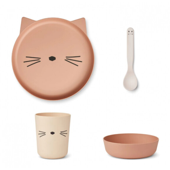 Liewood - Zestaw Jedzeniowy BRODY JUNIOR SET 4 PACK CAT / TUSCANY ROSE MULTI MIX