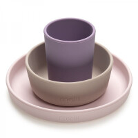 Melii - Melii  -  3 Częściowy Zestaw Naczyń Silikonowych Pink/grey/purple