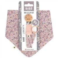 BIBS - Bibs Liberty Bandana Bib & Clip Eloise Blush Zestaw Bandanka Śliniak + Zawieszka do Smoczka
