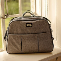 Bizzi Growin - Pod Grey Linen  -  Wielofunkcyjna Torba Łóżeczko Turystyczne Dla Niemowląt