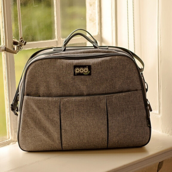 Bizzi Growin - Pod Grey Linen  -  Wielofunkcyjna Torba Łóżeczko Turystyczne Dla Niemowląt
