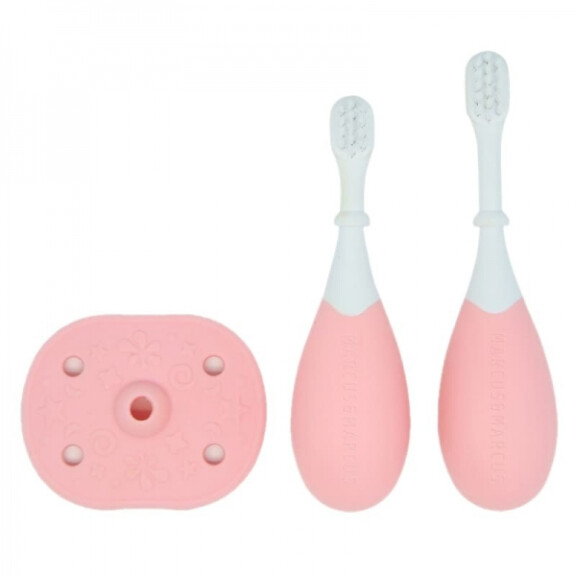 MARCUS & MARCUS - Marcus & Marcus  -  3 Etapowe Szczoteczki do Nauki Higieny Jamy Ustnej 2 Pack Palm Grasp Pink