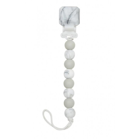 Loulou Lollipop - Zawieszka do Smoczka z Silikonowym Klipsem Gem - Marble Grey