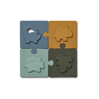 Liewood - Silikonowe puzzle Bodil – Dino blue multi mix