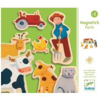 Djeco -  Dj03110 Drewniana Układanka Puzzle Motywy z Farmy z Magnesami