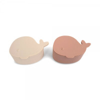 FILIBABBA - Filibabba Zestaw 2 Mini Pudełek na Przekąski Wieloryb Blush