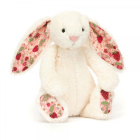JellyCat -  przytulanka maskotka Blossom Cream Bunny 'Berry' Królik Kremowy Kwieciste uszy 18 cm