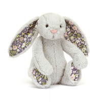 Jellycat  -   Przytulanka Maskotka Blossom Silver Bunny 'Bloom'  Królik Srebrny Kwieciste Uszy 18 cm