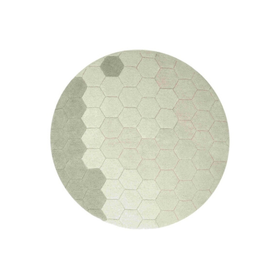Lorena Canals - Dywan Bawełnainy Okrągły ø 140 , Round Honeycomb Blue Sage, Planet Bee, Lorena Canals
