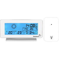 Stacja pogodowa RCC, DCF – elektroniczna, bezprzewodowa, podświetlana, czujnik zewnętrzny, biała | 2MEASURE, 250102