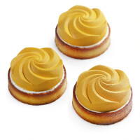 Silikonowa forma do tworzenia okrągłych ozdób na wierzch tart, ciast i deserów, spirala, 6x 75 ml | DINARA KASKO, TART Small Spirals