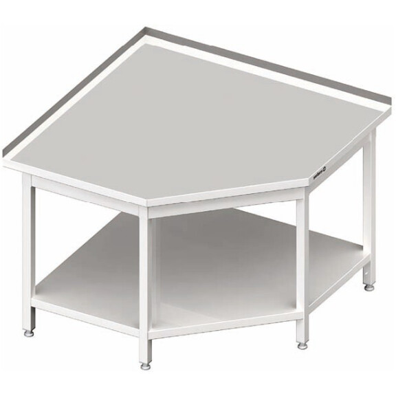 Stół przyścienny narożny z półką 700x600x850 mm | STALGAST, 980127060