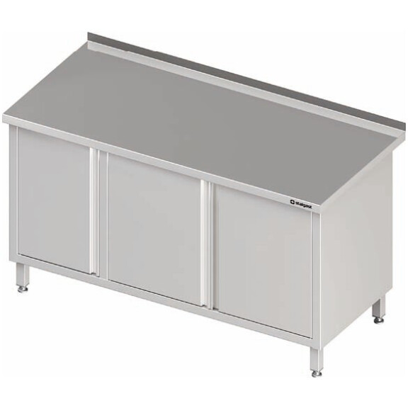 Stół przyścienny z dwiema szafkami z drzwiami skrzydłowymi 1800x600x850 mm | STALGAST, 980546180