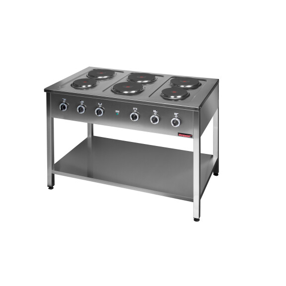Kuchnia elektryczna 6-palnikowa wolnostojąca, 1200x700x850 mm  | KROMET, 000.KE-6M