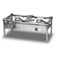Taboret grzewczy dwupalnikowy, gazowy, 2x9 kW, 1160x580x500 mm | LOZAMET, GLTB.58.0/9