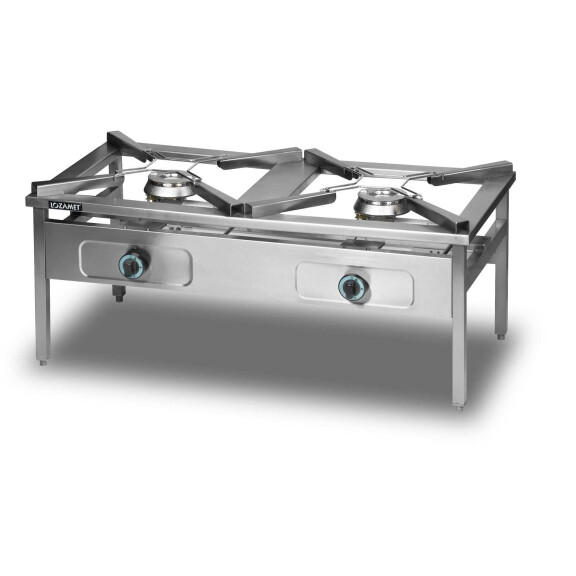 Taboret grzewczy dwupalnikowy, gazowy, 2x9 kW, 1160x580x500 mm | LOZAMET, GLTB.58.0/9