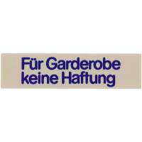 Tabliczka samoprzylepna „Für Garderobe keine Haftung” | CONTACTO, 7673/019