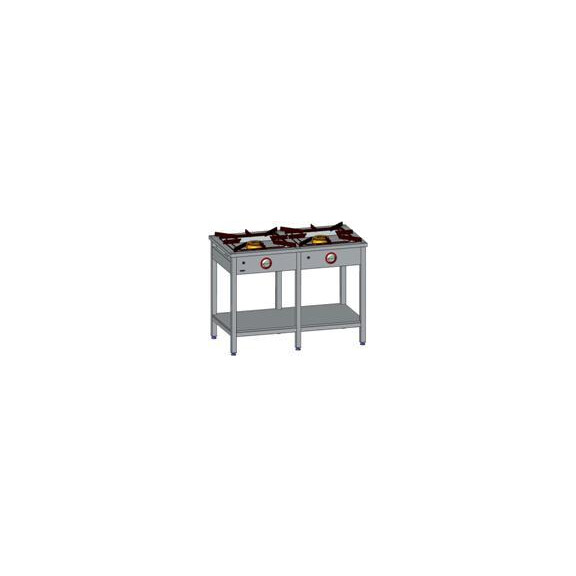 Kuchnia gazowa 115x60x85 cm z zapalaczem oraz z półka, 2 palniki: 2x7 kW | EGAZ, TG-214.III