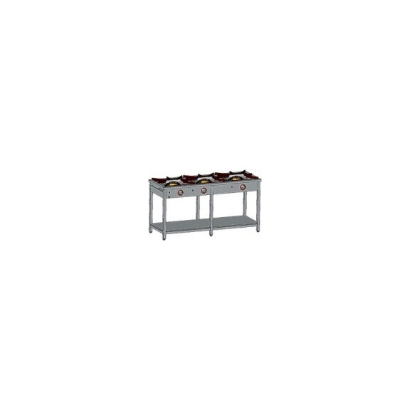 Kuchnia gazowa 169x60x85 cm z zapalaczem oraz z półką, 3 palniki: 2x7+1x9 kW | EGAZ, TG-324.III