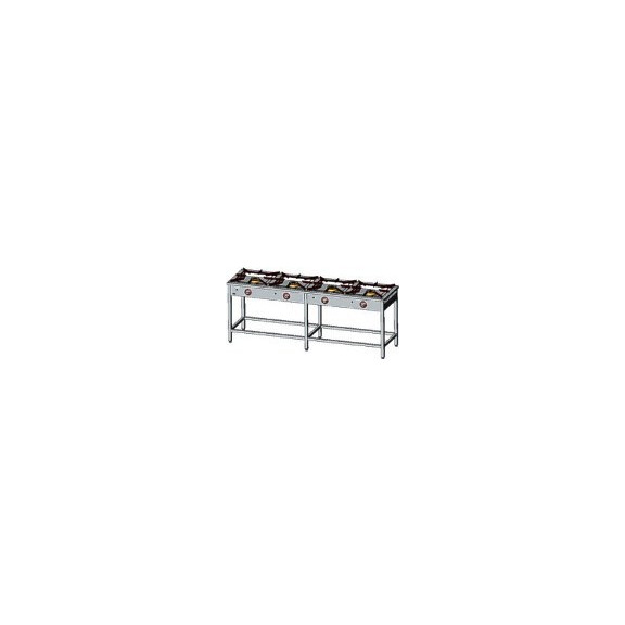 Kuchnia gazowa 223,5x60x85 cm z palnikiem zapalającym, 4 palniki: 2x5+2x6,5 kW | EGAZ, TGP-424.IIP