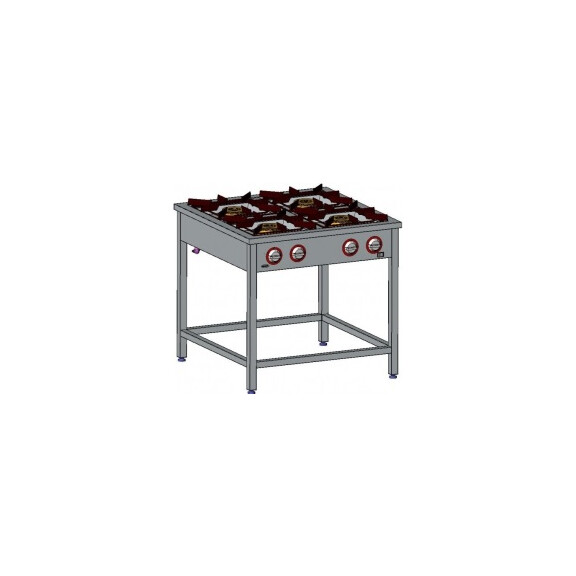 Kuchnia gazowa 90x70x85 cm z zapalaczem bez półki, 4 palniki: 1x3,5+2x5+1x7 kW | EGAZ, TG-4720.II