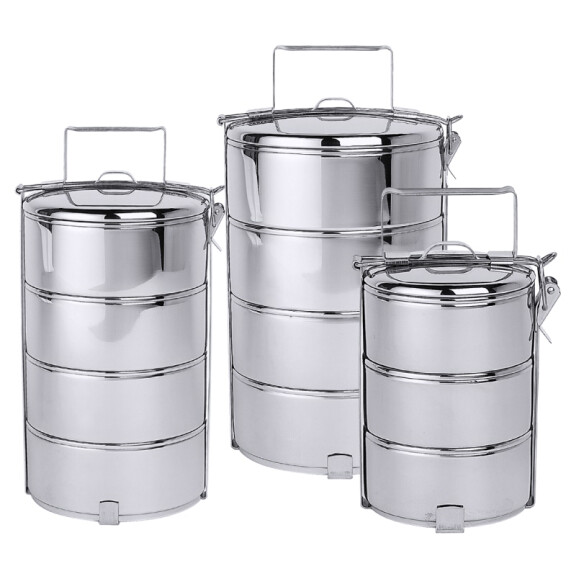 Menażka obiadowa ze stali nierdzewnej 4x0,9 l, średnica 140 mm | CONTACTO, 4014/144