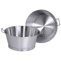 Wanna z ociekaczem tłuszczu ze stali nierdzewnej, 30 l, średnica 480 mm | CONTACTO, 6088/500