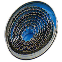 Wycinarki ze stali nierdzewnej do ciasta 9 sztuk, owal falisty 25x20 - 80x65 mm | CONTACTO, 619/009