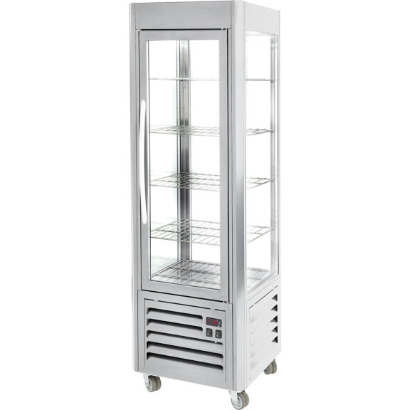 Srebrna witryna ekspozycyjna z półkami 360 l | ROLLER GRILL, 777450