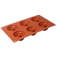 Mata silikonowa w kolorze terakoty do 6 babek z tuleją 300x175x35 mm | CONTACTO, 6640/076