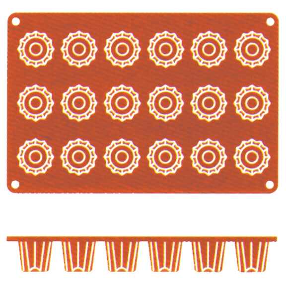 Mata silikonowa w kolorze terakoty do Bordelais, 8 foremek, 300x175x50 mm | CONTACTO, 6639/058