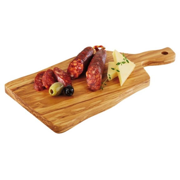 Deska do serwowania z drewna oliwnego, 25 x 16 x 1,5 cm z uchwytem 8 cm | APS, Olive