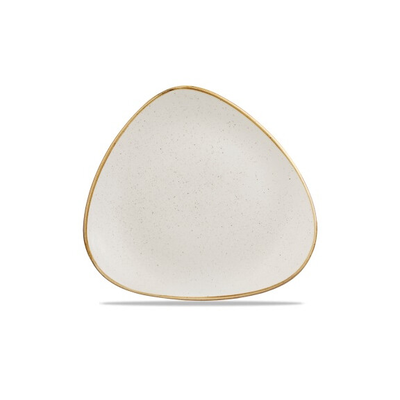 Biały trójkątny talerz, ręcznie zdobiony 31 cm | CHURCHILL, Stonecast Barley White