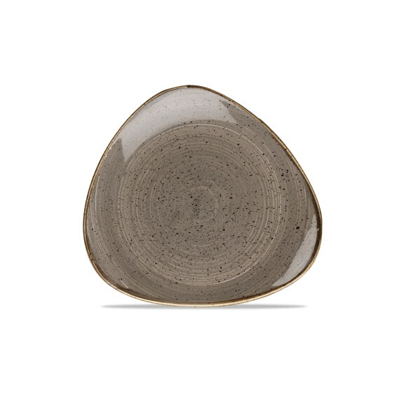 Szary trójkątny talerz, ręcznie zdobiony 31 cm | CHURCHILL, Stonecast Peppercorn Grey