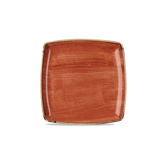 Porcelanowy kwadratowy talerz, ręcznie zdobiony 26,8 x 26,8 cm | CHURCHILL, Stonecast Spiced Orange