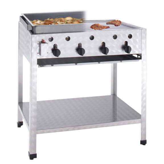 Płyta grillowa gazowa na podstawie 4-strefowa, 16kW | NEUMARKER, 00-50486