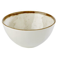 Kremowa, nakrapiana miseczka z brązowym rantem 15 cm | APS, Stone Art