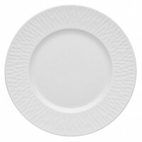 Talerz płaski z białej porcelany, rant zdobiony 33 cm | DEGRENNE, Boreal Satin