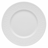 Talerz płaski z białej porcelany, rant zdobiony 28,5 cm | DEGRENNE, Boreal Satin