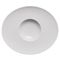 Talerz owalny z białej porcelany z szerokim rantem 32 x 27 cm | DEGRENNE, Boreal Satin